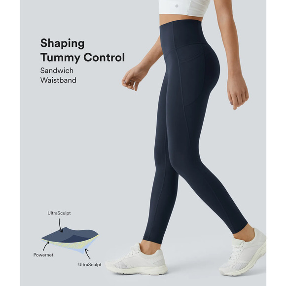 Halara UltraSculpt SoCinched Tummy Control Shaping Full Length Legging Carbon S - Picture 1 of 8